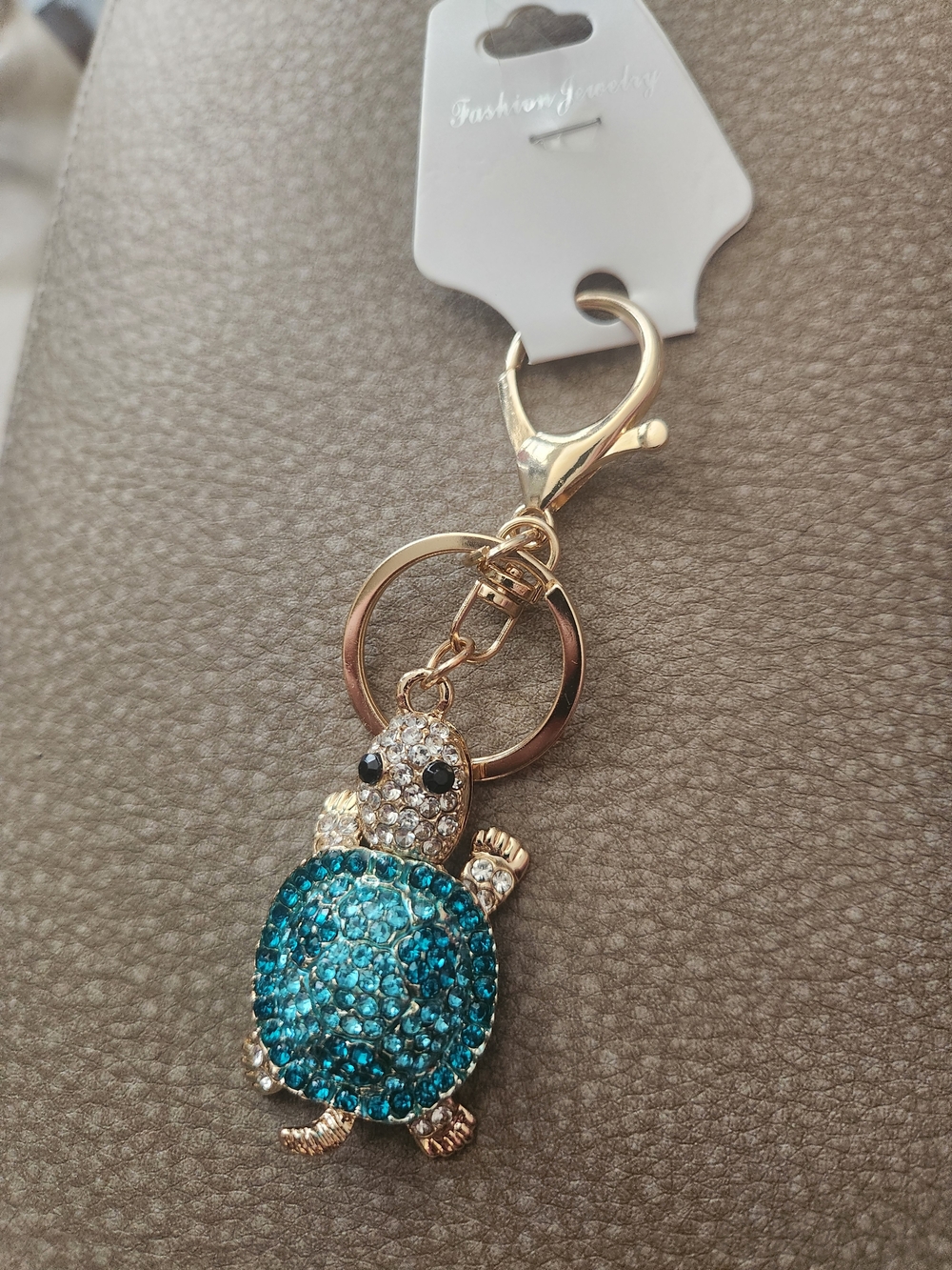 Turtle Keychain/bag Charm - Gold with Blue Shell